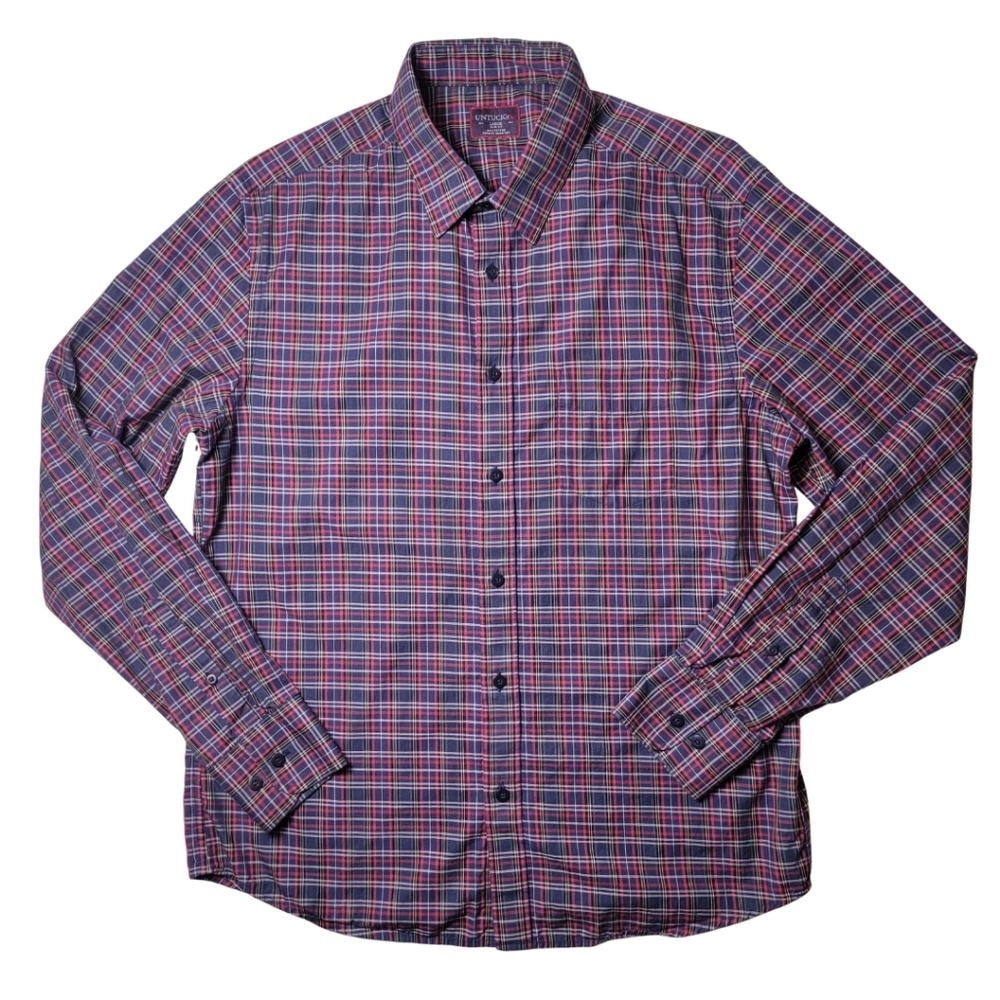 UNTUCKit Walker Road Multicolor Plaid Slim Fit Button Down Shirt L - Picture 2 of 6